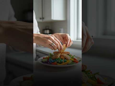 Тёплый #салат с лососем и овощами #рецепт #shorts