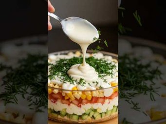Быстрый слоеный салат с курицей и корейской морковью #shorts