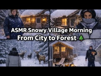 ASMR Snowy Village Morning _From City to Forest