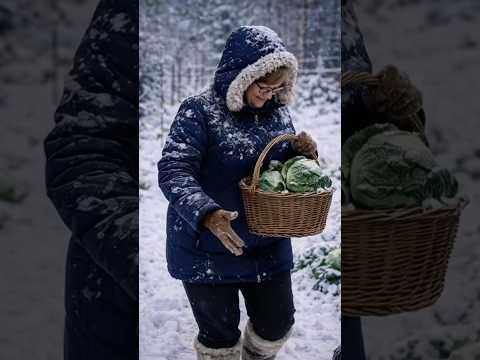Woman Harvests Cabbage in the Snow A Peaceful Winter Morning #shorts #shortvideo #russia Woman Harvests Cabbage in the Snow A Peaceful Winter Morning #shorts #shortvideo #russia