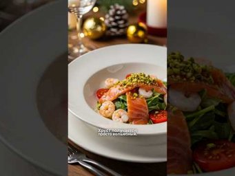 Новогодний салат с морепродуктами и базиликом 
